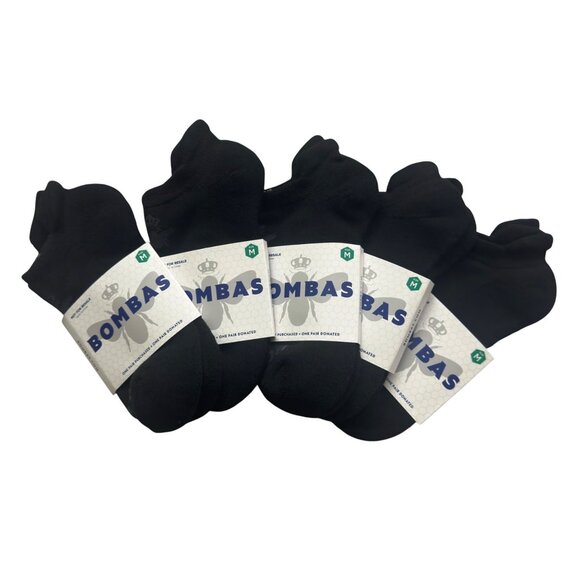 Bombas Accessories - Bombas Medium Black No-Show Socks 5-Pack With Honeycomb Arch Support & Performan